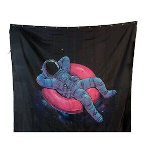 Psychedelic Astronaut in Space Wall Decor Tapestry Blacklight 7 X 6 Feet